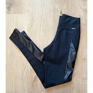Selene Active Faux Leather Trim High Waisted‎ Leggings Activewear Gym Training